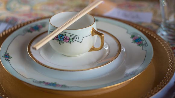 This mix-and-match vintage dinnerware is a lovely addition to the table and slightly different than a typical Chinese New Year place setting.
