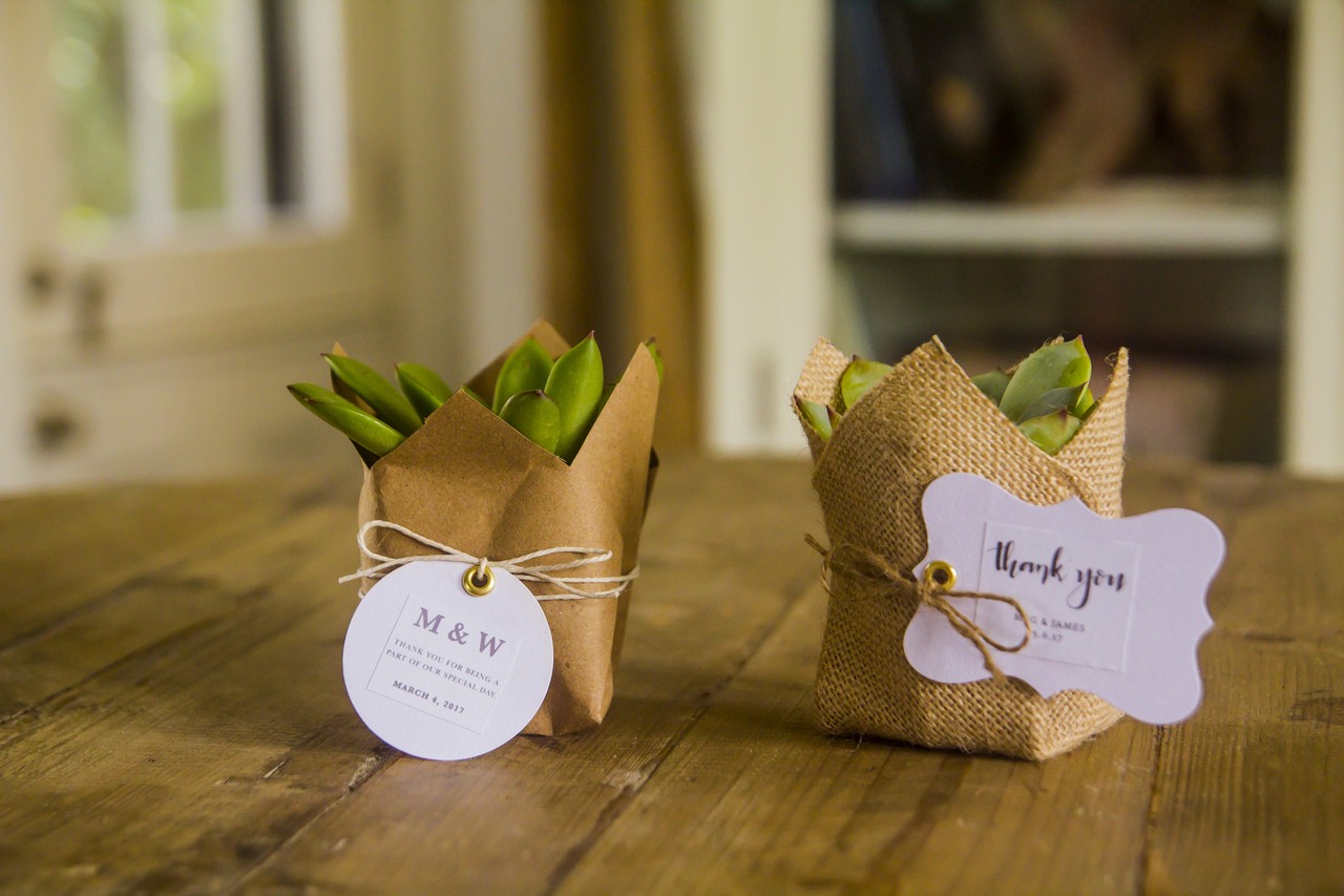 small size floral centrepiece perfect favour idea Burlap wedding plant wrap