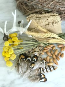 DIY fall wreath feathers and flowers