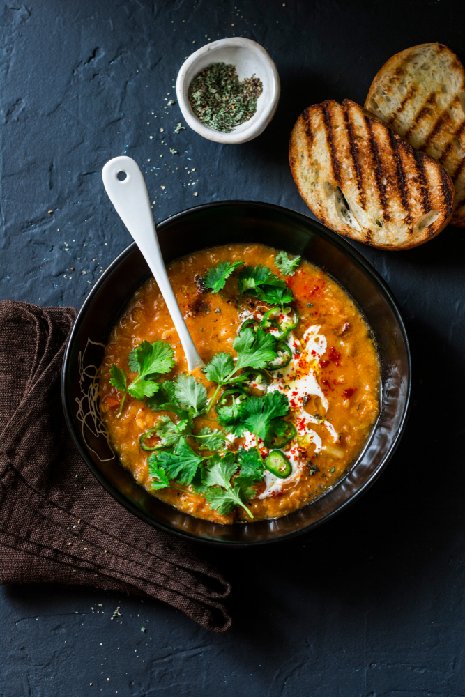 Lentil, Tomato and Roasted Pepper Soup